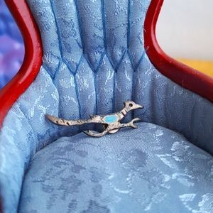 Old Pawn Roadrunner Silver Turquoise Pin